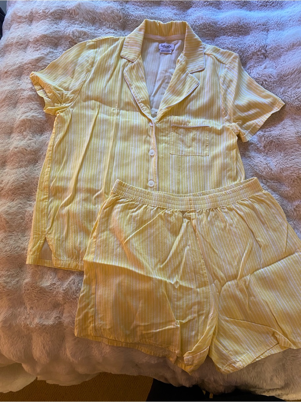 Splendid Yellow Striped Short Pajama Set